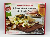 Front of boxed Stella Artois Charcuterie Board & Knife Set