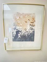 Front view of framed lithograph showing artwork, frame, and glass