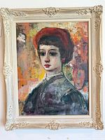 Front view of framed portrait painting