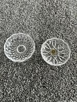 Two crystal halves side-by-side showing interior patterns