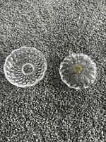 Top view of both crystal pieces showing starburst and external facets