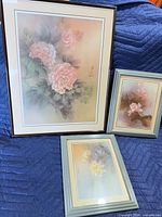 All three framed floral prints grouped