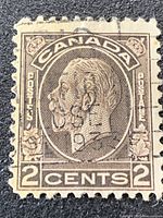 Front view of the 2-cent King George V stamp
