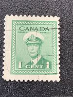 Front view of stamp showing design and cancellation