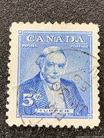 Front view of Canada 5-cent Sir Charles Tupper stamp with cancellation