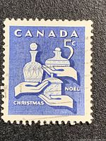 Front view of stamp showing full design and perforations