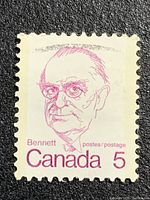 Close-up of the stamp showing portrait, denomination and cancellation mark