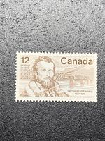 Front view of the 12¢ Sir Sandford Fleming stamp under normal light