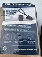 Manufacturer information panel showing specifications and branding on box flap