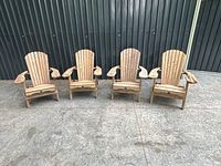 Front view of the four Adirondack chairs