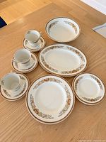 Overview of entire dinnerware set on table