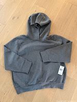 Full view grey Jordyn hoodie with tags attached