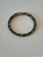 Front view of twisted sterling key ring