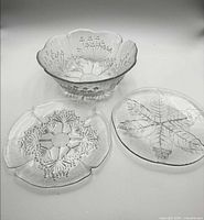 Overview of all three clear glass pieces showing shapes and patterns