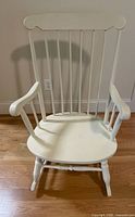 front view of white wood Windsor rocking chair