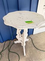Full view of table against wall