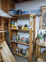 Full front view of shelving unit with contents
