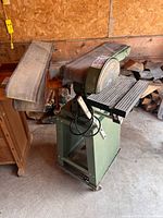 Full view right side showing disc sander, belt arm, stand