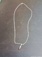 Full view of sterling silver necklace with amber pendant