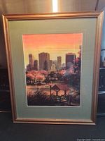Full view of framed lithograph showing artwork, mat, and frame