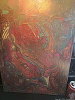 Front view of entire 24" x 18" abstract painting showing overall composition and colors