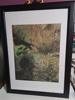 Front view of framed artwork showing full composition, mat, and frame