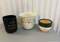 All three ceramic planters side by side