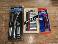 All three packaged tool items on workbench