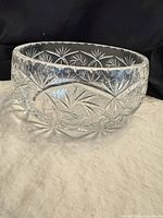overall view of clear cut crystal bowl showing starburst pattern