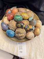 Bowl filled with assorted decorative eggs