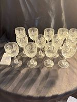 Front view of all 13 etched goblets