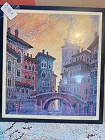 Full view of framed Venice canal print