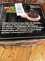 Front of box showing WEN Model 10 CSA waxer and feature list