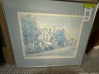 Full view of framed Wilf Lowny print