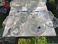 Top view showing all cut crystal pieces on table