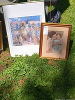Both framed prints standing on grass