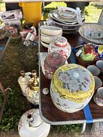 Overall lot showing ginger jars, cups, saucers, bowl