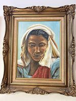 Full view of framed M Milton portrait painting