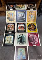 Entire lot of 13 CED discs laid out