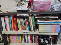 Shelf view showing majority of books including LEGO Ideas Book and French Impressionists set