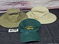 Front view of all three Tilley hats
