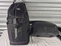 Altura vertical sling bag and Nomatic horizontal sling bag front views