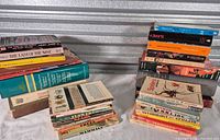 Overview of two main stacks and additional titles spread on cloth