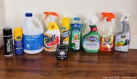 Full lineup of ten cleaning and maintenance products on floor