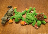 All four Beanie Babies laid out side by side