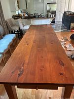 Full length top view of the reclaimed barn board dining table