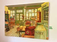 Front view of full canvas painting on wall