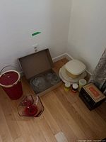 Group shot showing ice bucket, glassware, Tupperware items