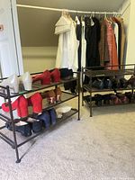Overview of both metal shoe racks