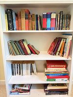 Full bookshelf view showing all shelves and assortment of books